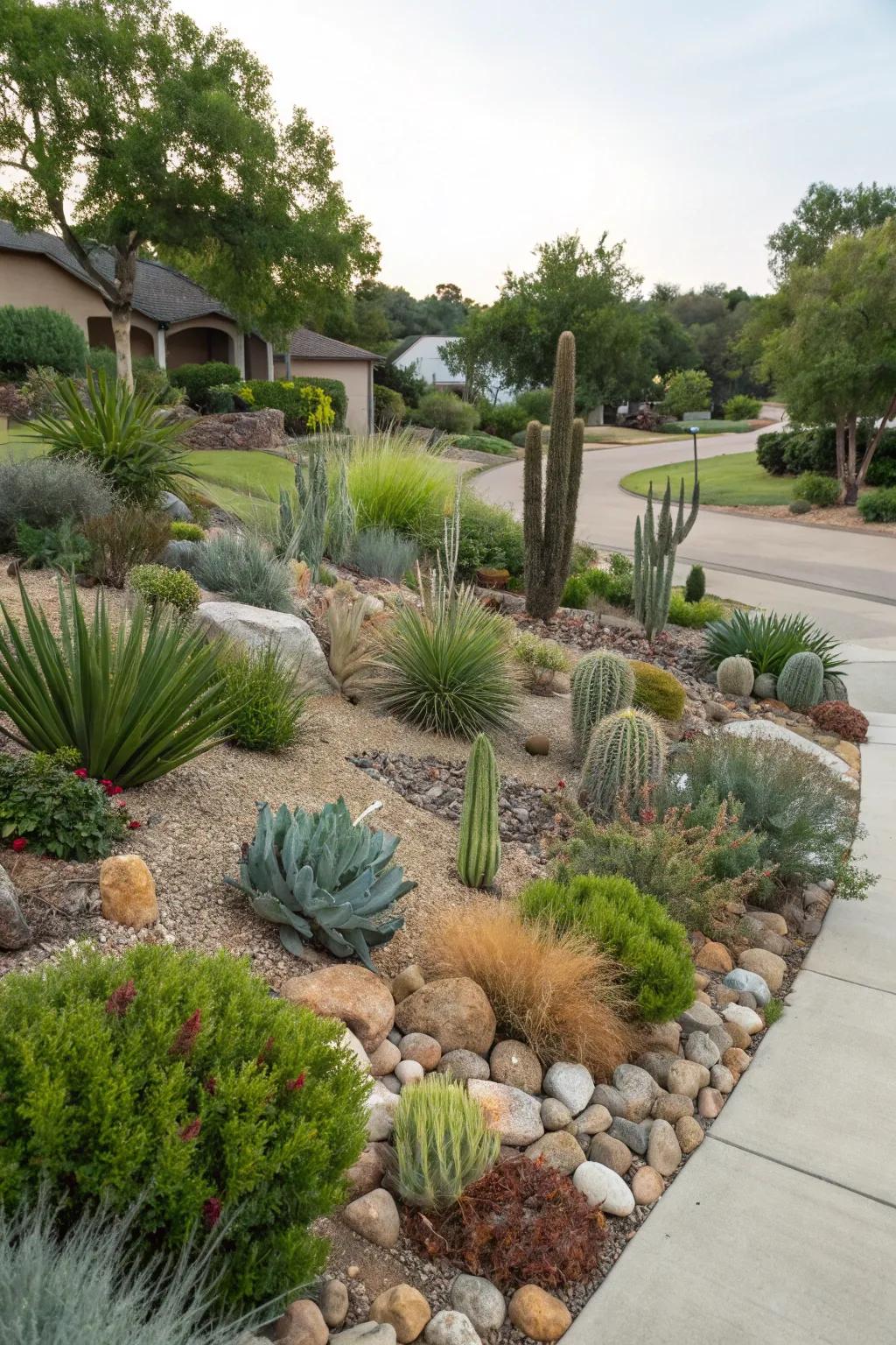 A xeriscaped garden designed for water efficiency.