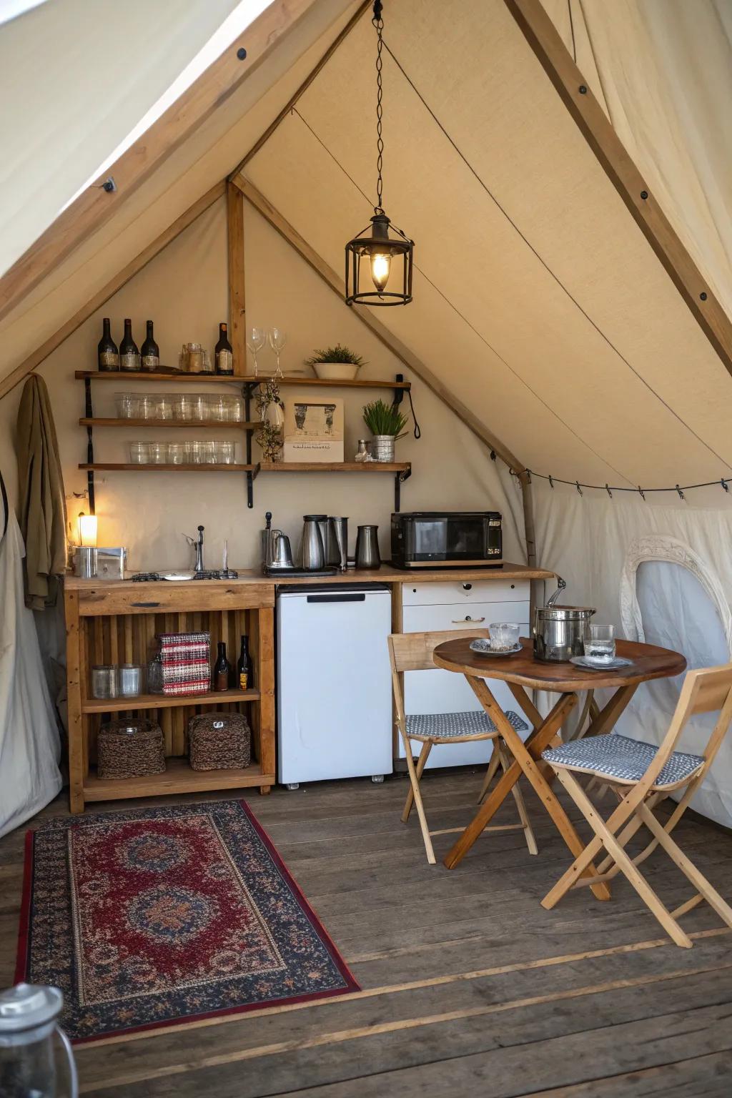 Functional spaces make glamping both convenient and comfortable.