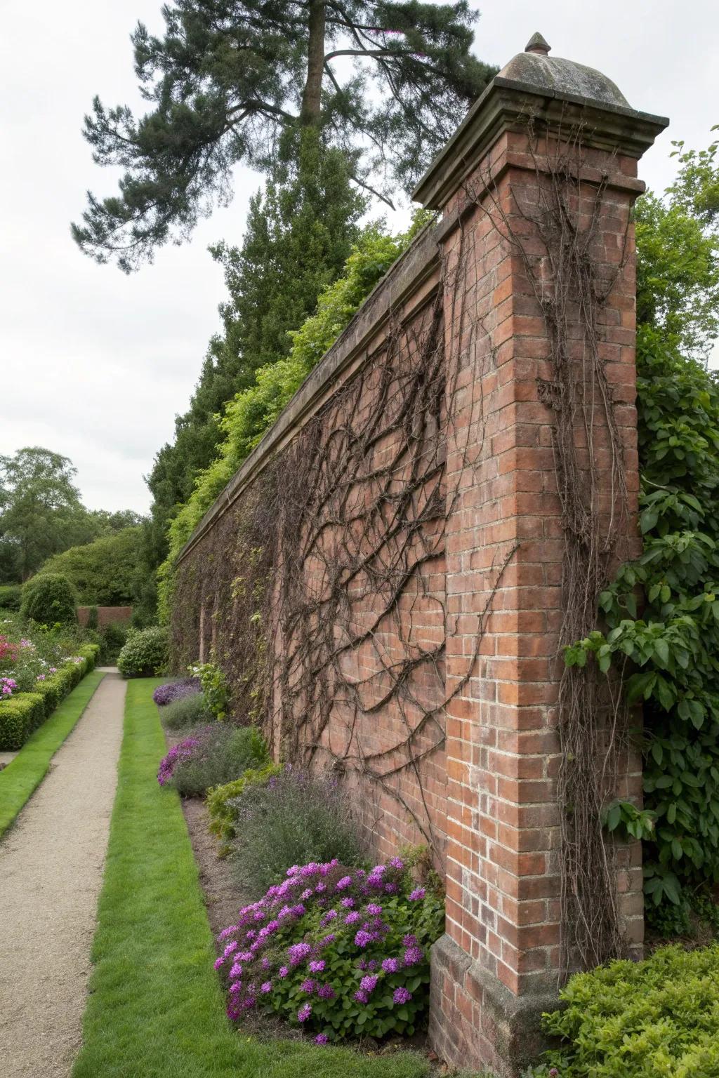 Brick walls provide a timeless and sturdy backdrop.