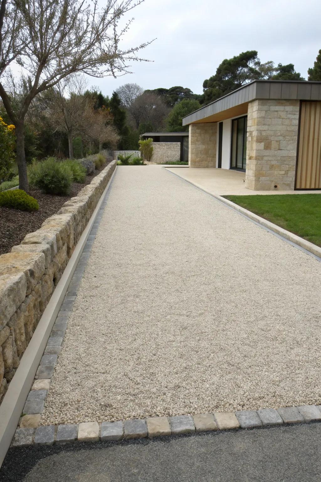 Simplicity meets sophistication in this minimalist driveway.