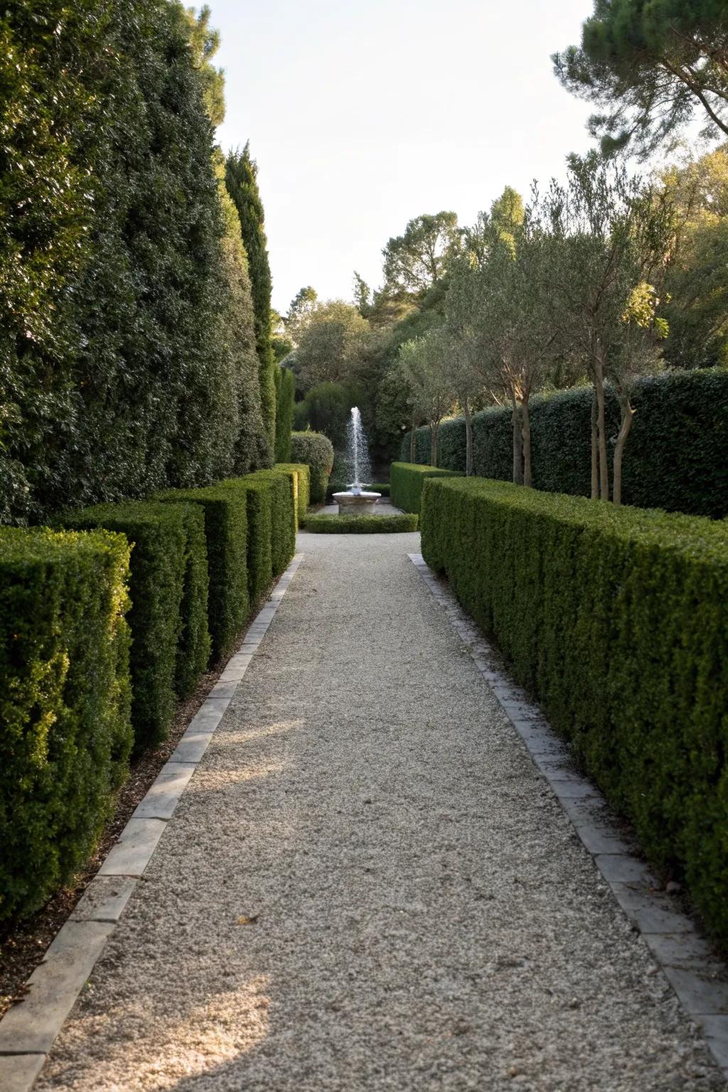 A minimalist gravel path with clean, straight lines