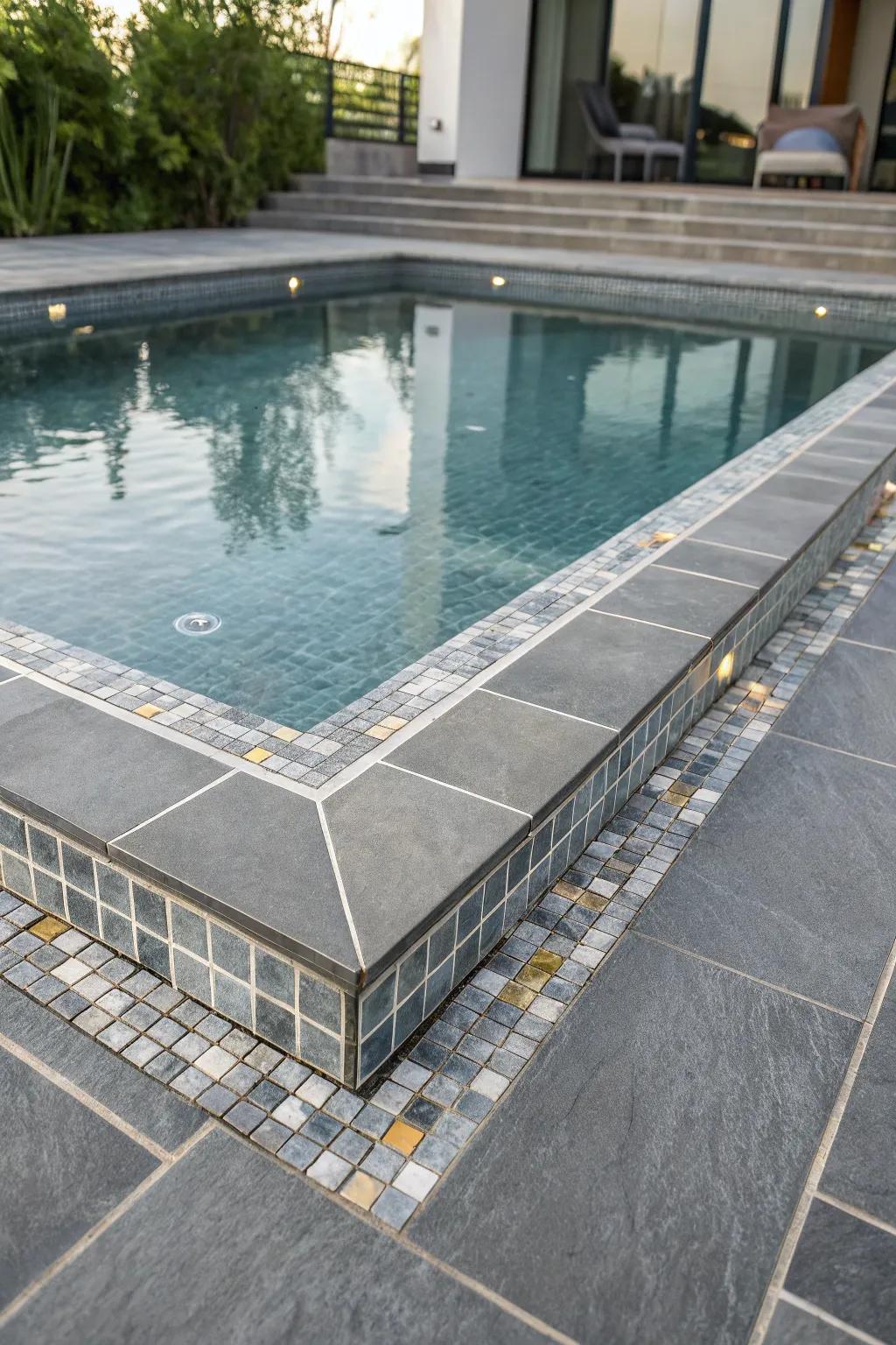 Luxe accents in grey tiles adding elegance