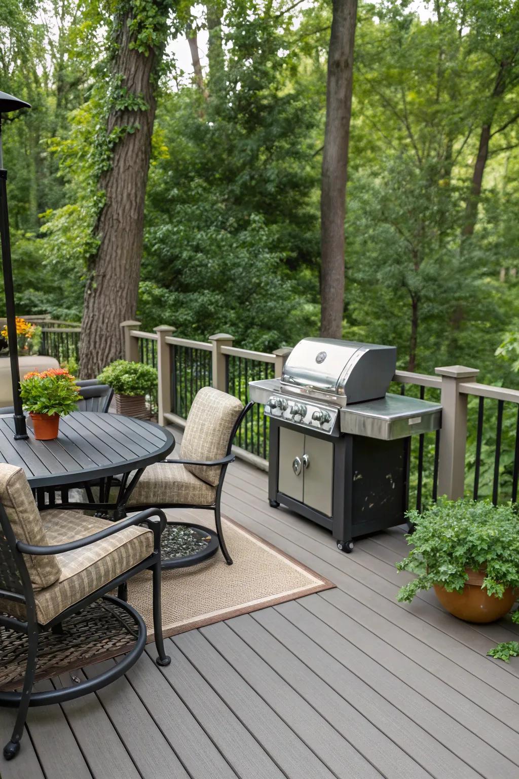 A seamless gas line integration for continuous grilling.