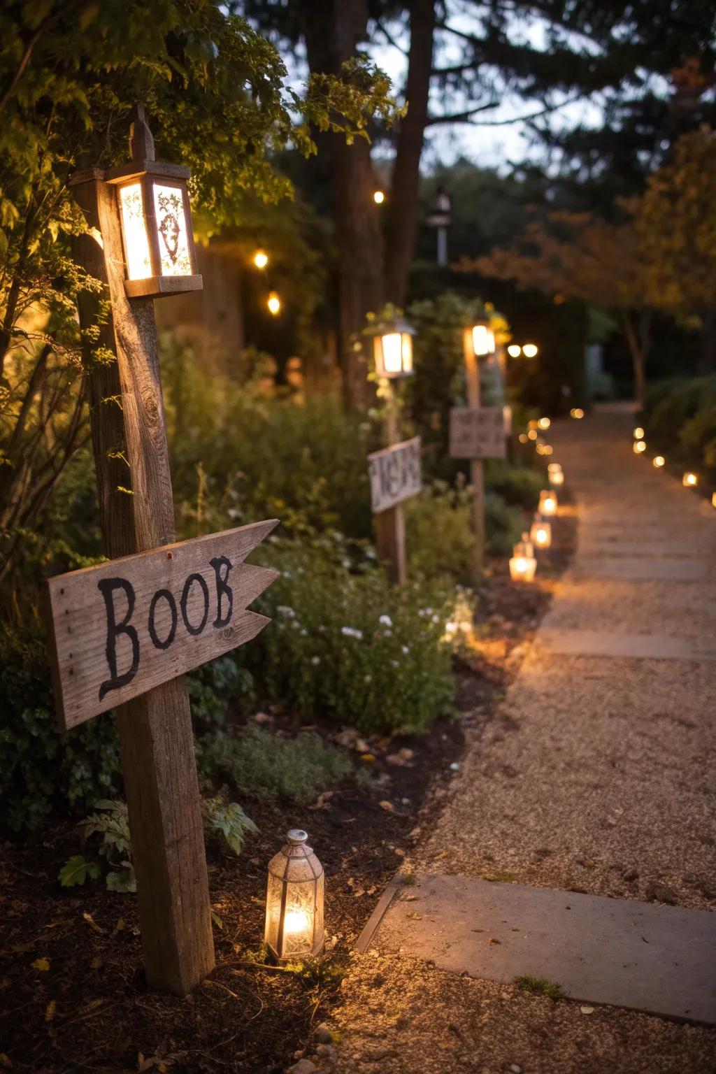 Mystical signs guide your guests with playful warnings.