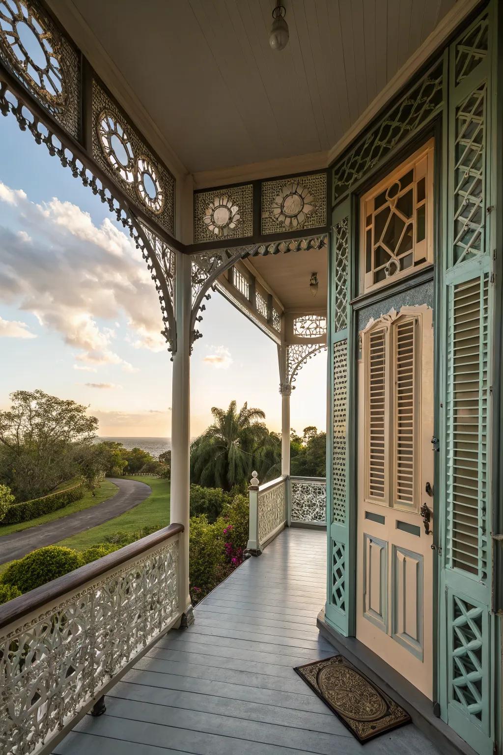 Ornamental details that add character to a high porch.