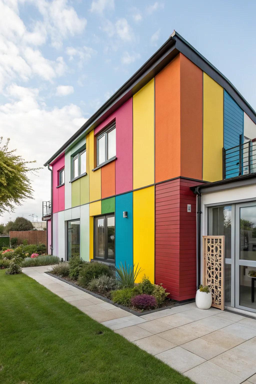 Color block cladding adds a playful, dynamic touch to exteriors.