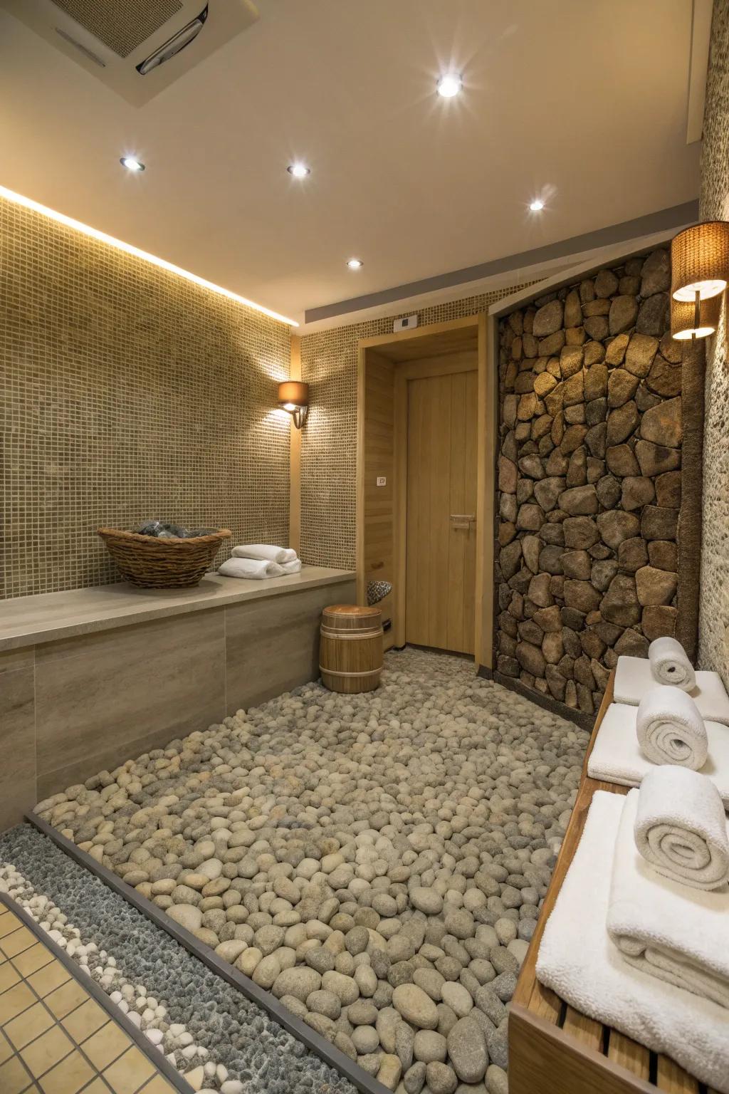 Textured surfaces enhance the sensory experience in your spa.