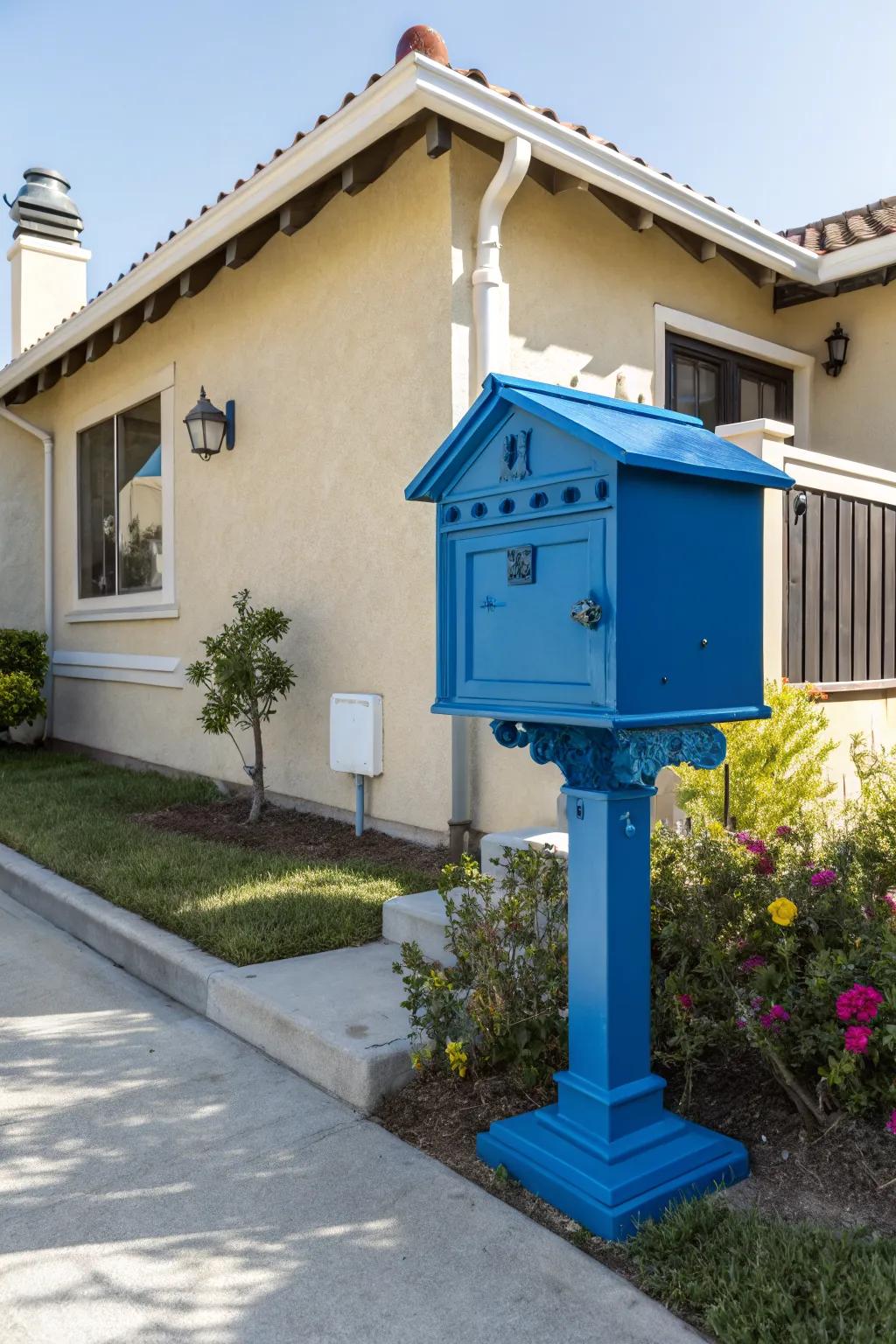 A bold-colored mailbox that makes a statement