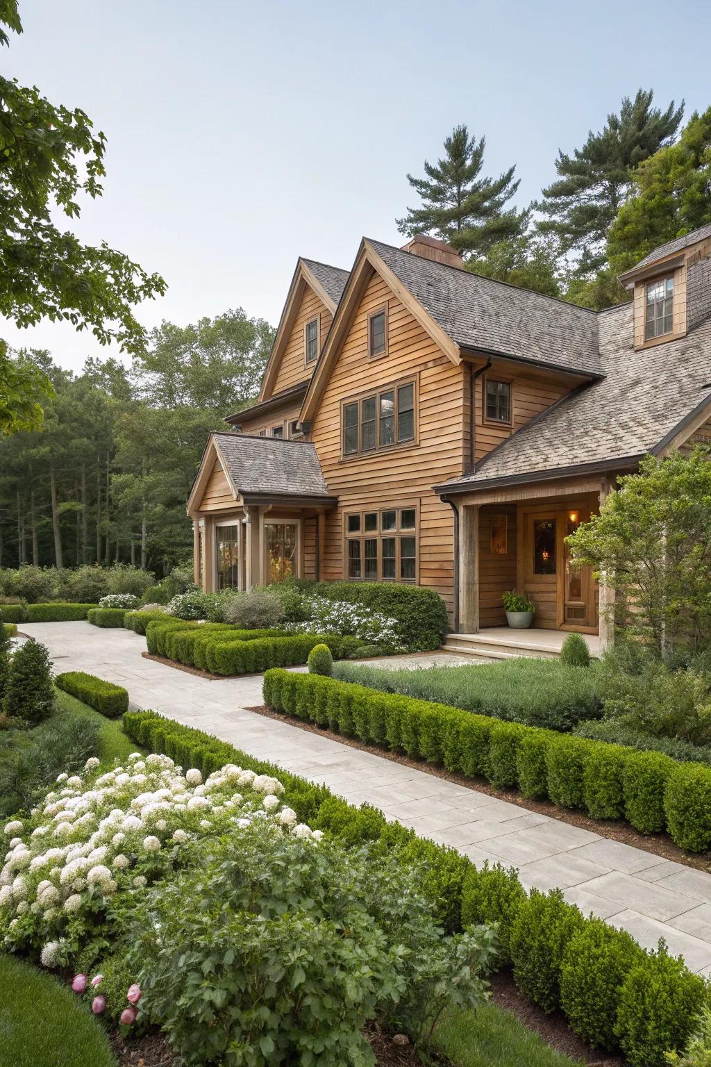 A home showcasing the sleek finish of tongue and groove wood siding.