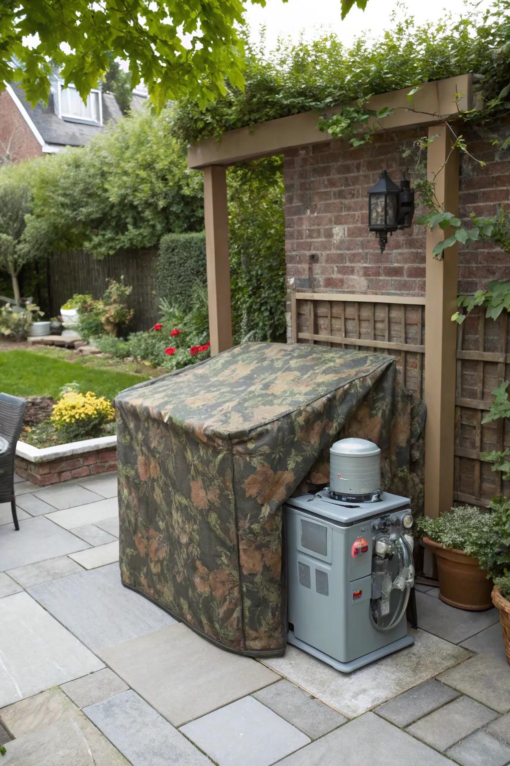 Outdoor furniture covers can cleverly disguise a gas meter.