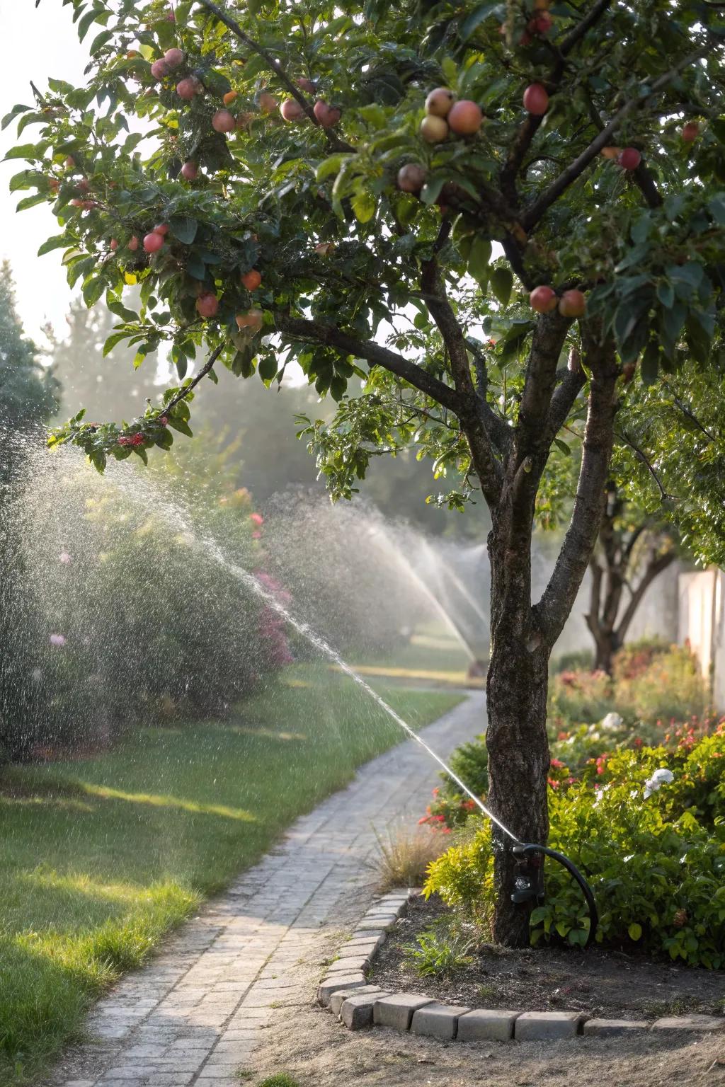 Motion-activated sprinklers can surprise and deter deer effectively.