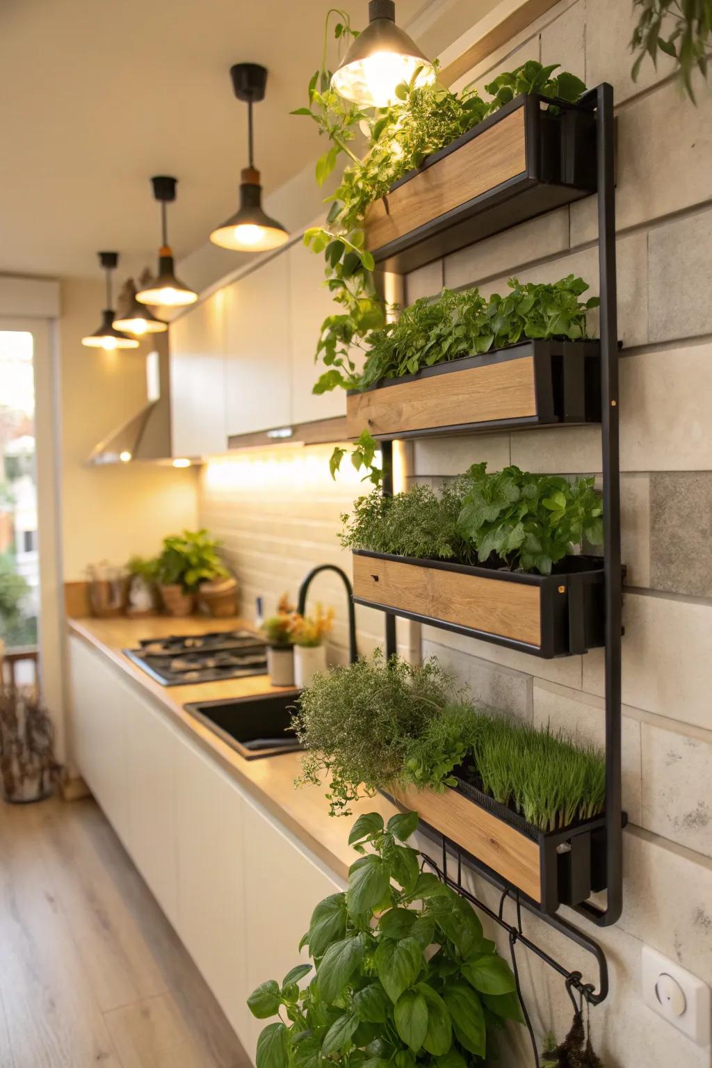Hydroponic shelves keep your garden organized and accessible.