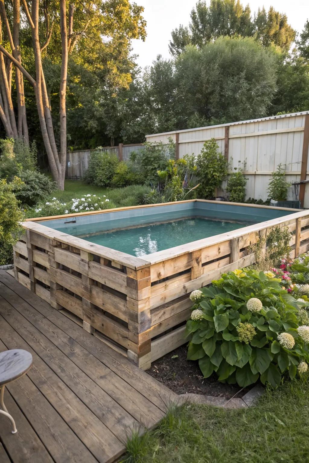 Create a unique pool with wooden pallets.