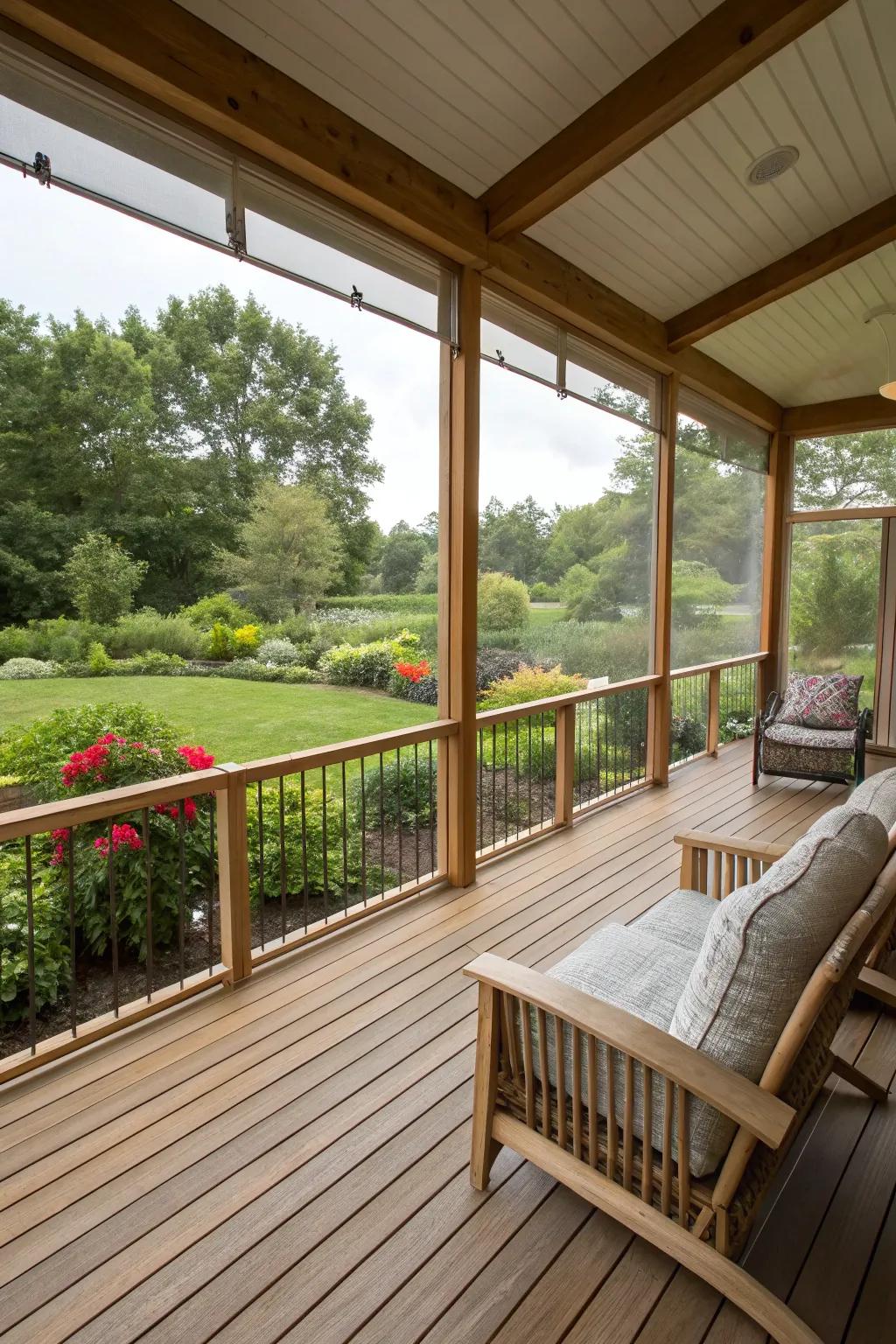 Simple screens offer bug protection without obstructing views.