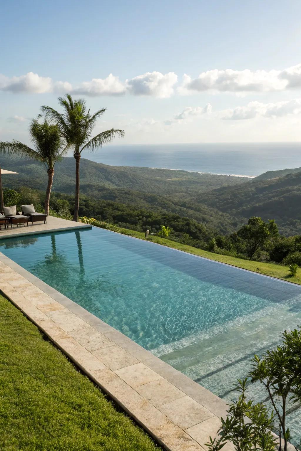 A sharply defined infinity edge creates the illusion of endless water.