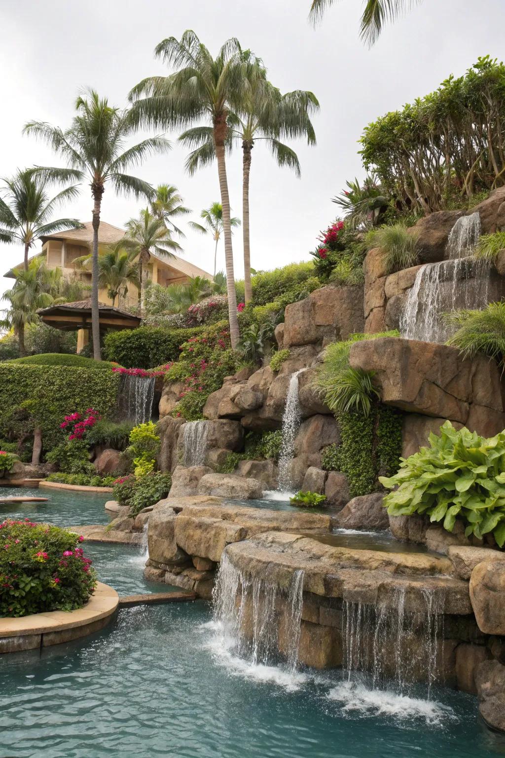 Elevated terraces provide dimension and interest to your pool landscape.
