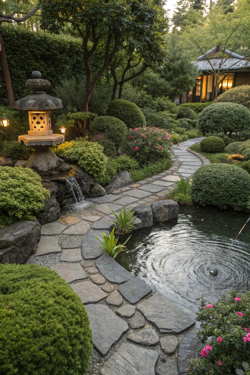 Slate borders provide a sleek, modern touch to this garden.