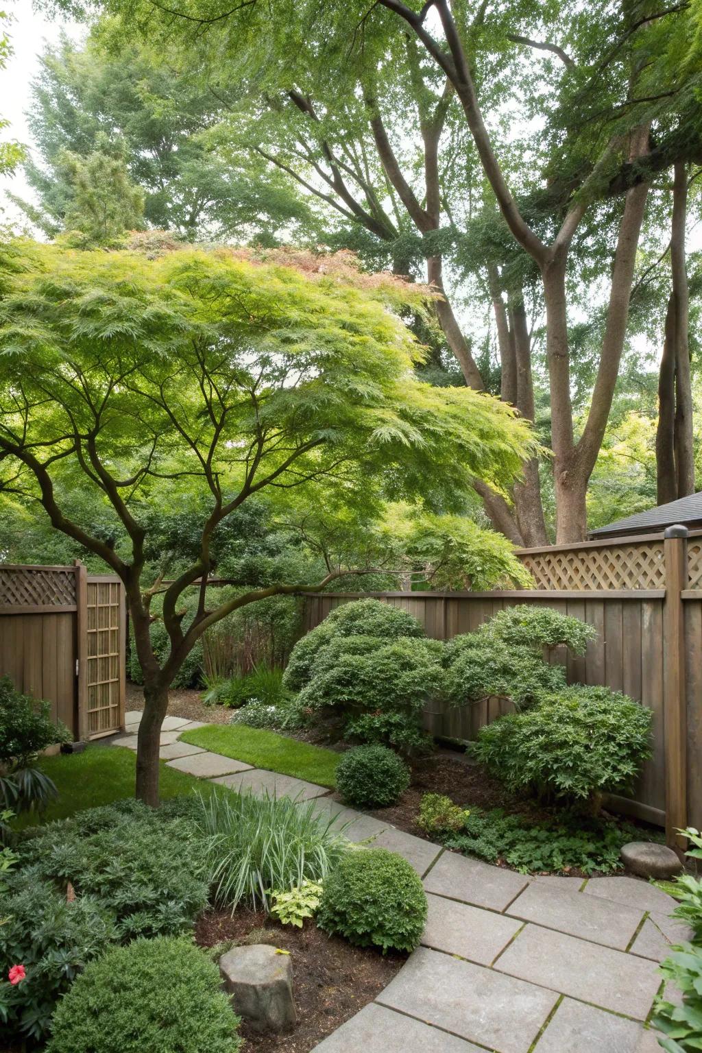 Create privacy with Japanese maples as natural screens.