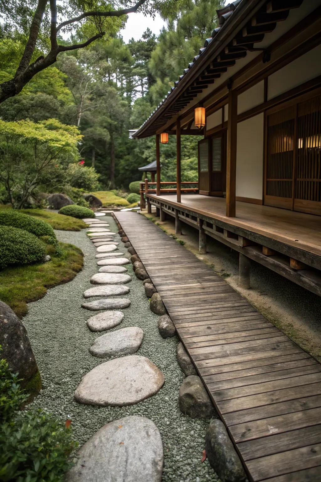 Enhance harmony with natural stone pathways.
