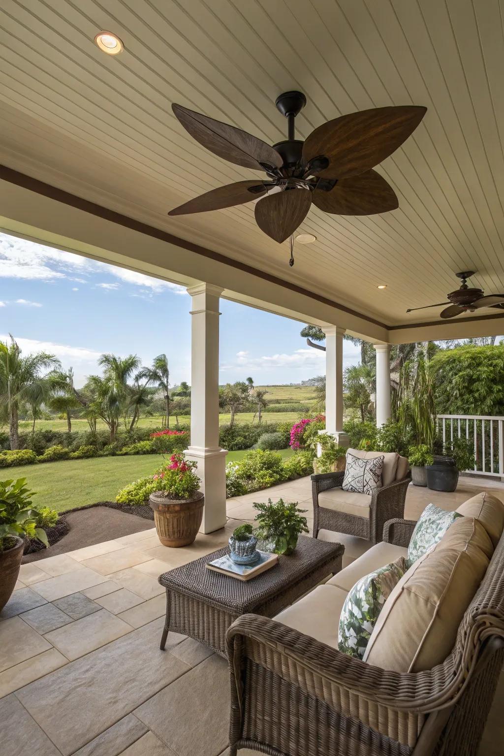 Stay cool with a ceiling fan on your lanai.