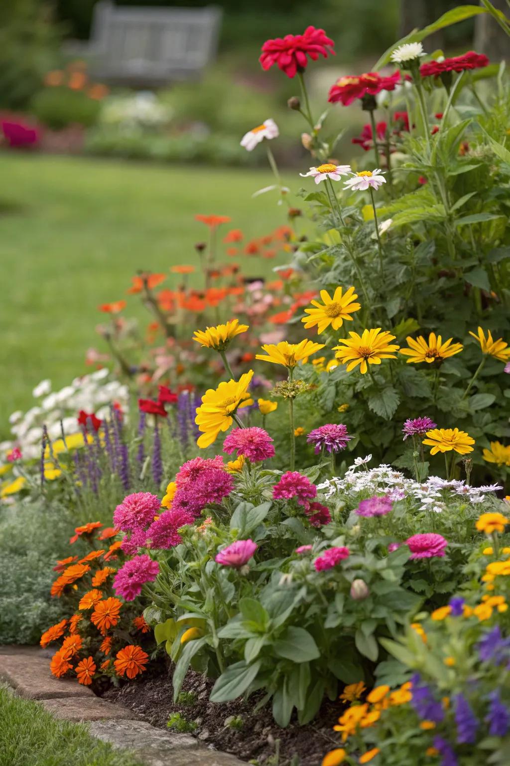 Layered flower beds bring color and texture to your garden.