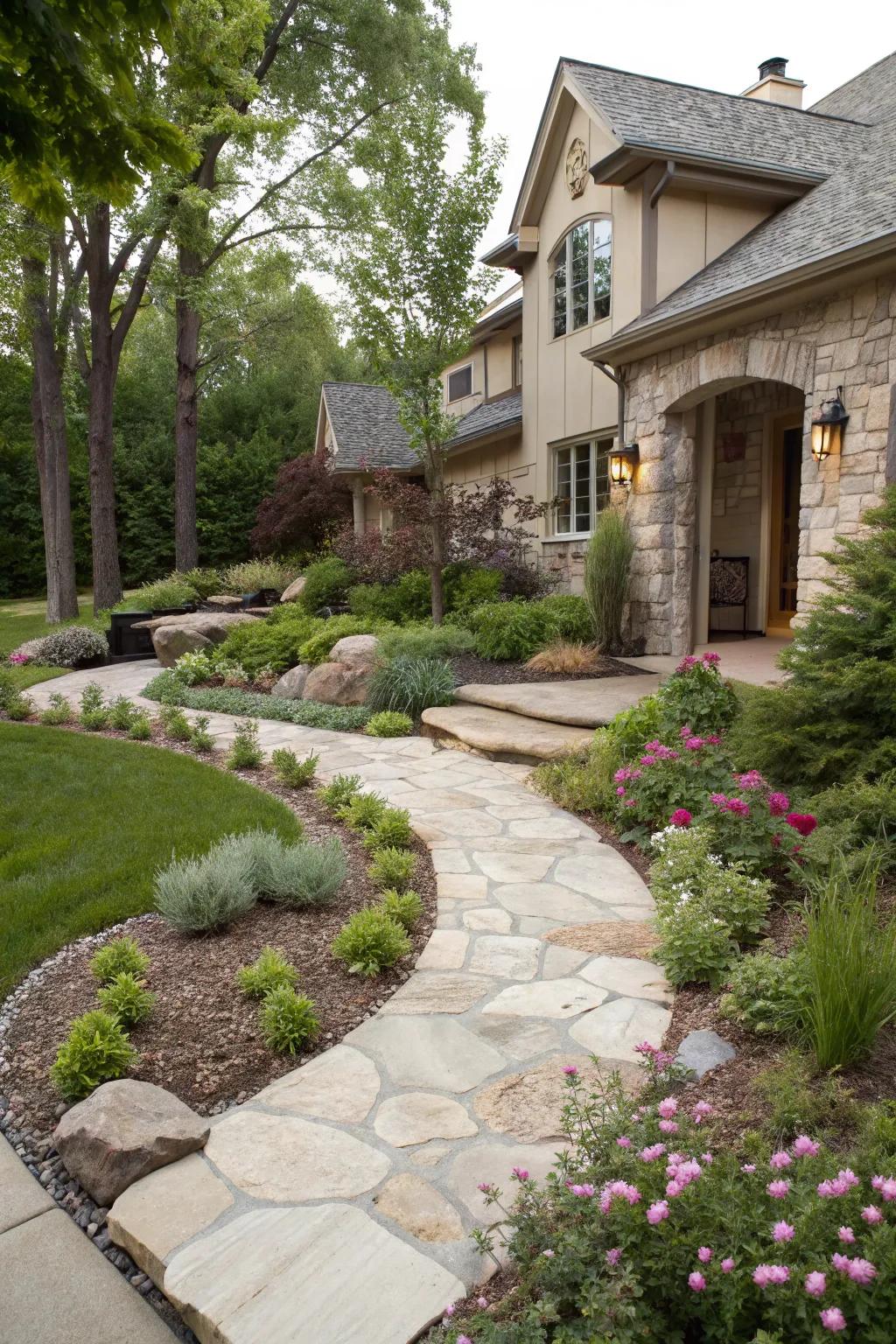 Natural elements create an organic feel in the garden