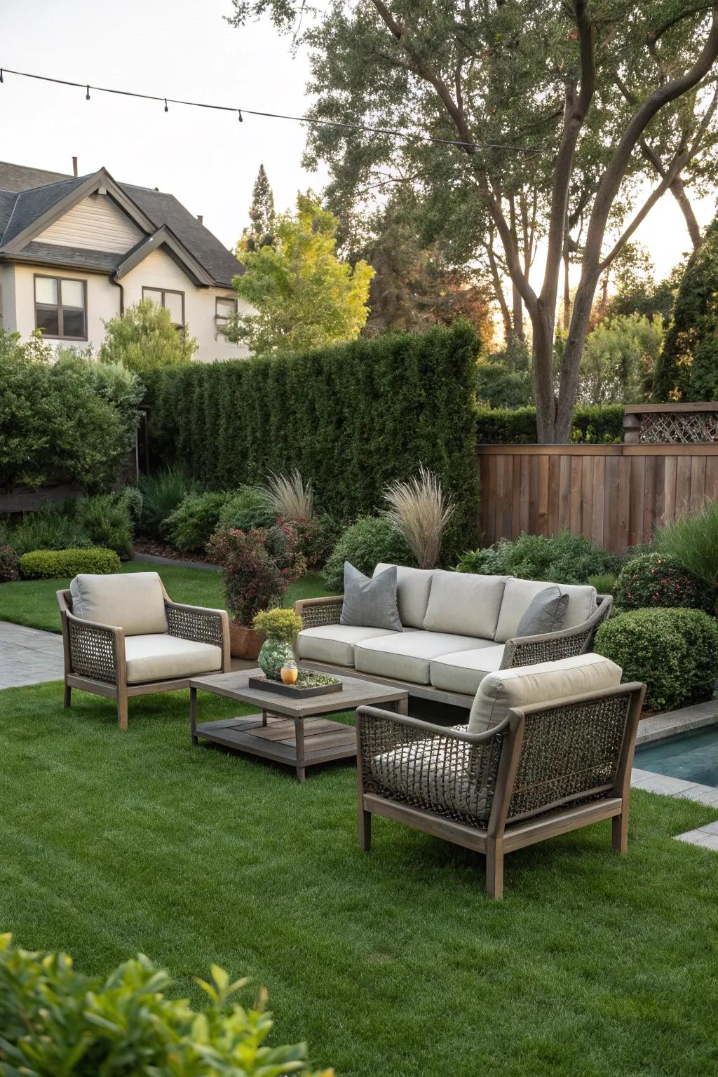 Create a comfortable outdoor living space with stylish furniture.