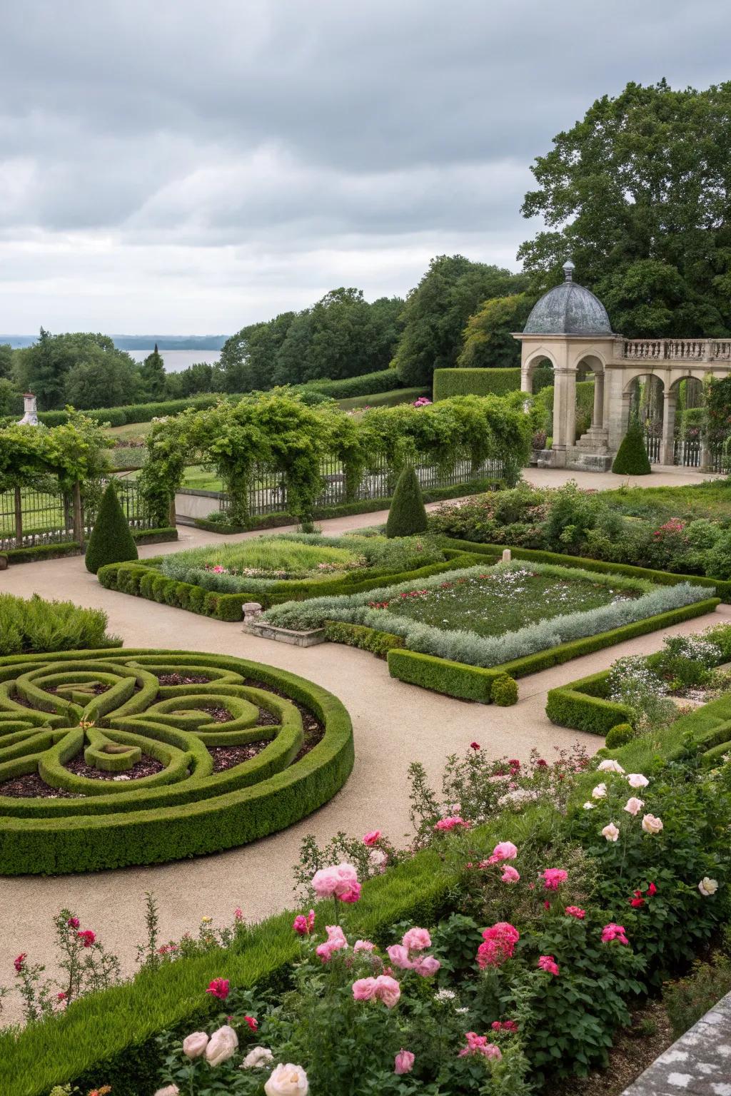 A harmonious blend of naturalistic and formal garden styles.