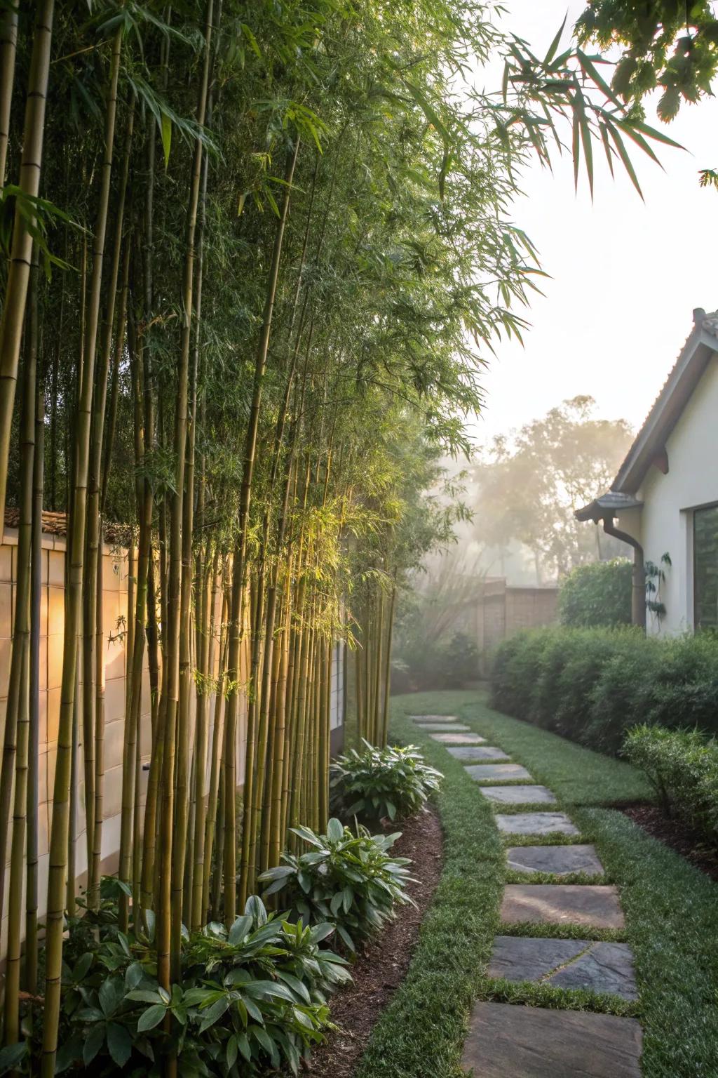 Tall bamboo creates an effective and lush privacy screen.