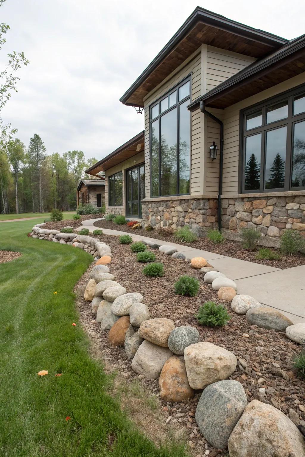Stones add architectural beauty and functionality.