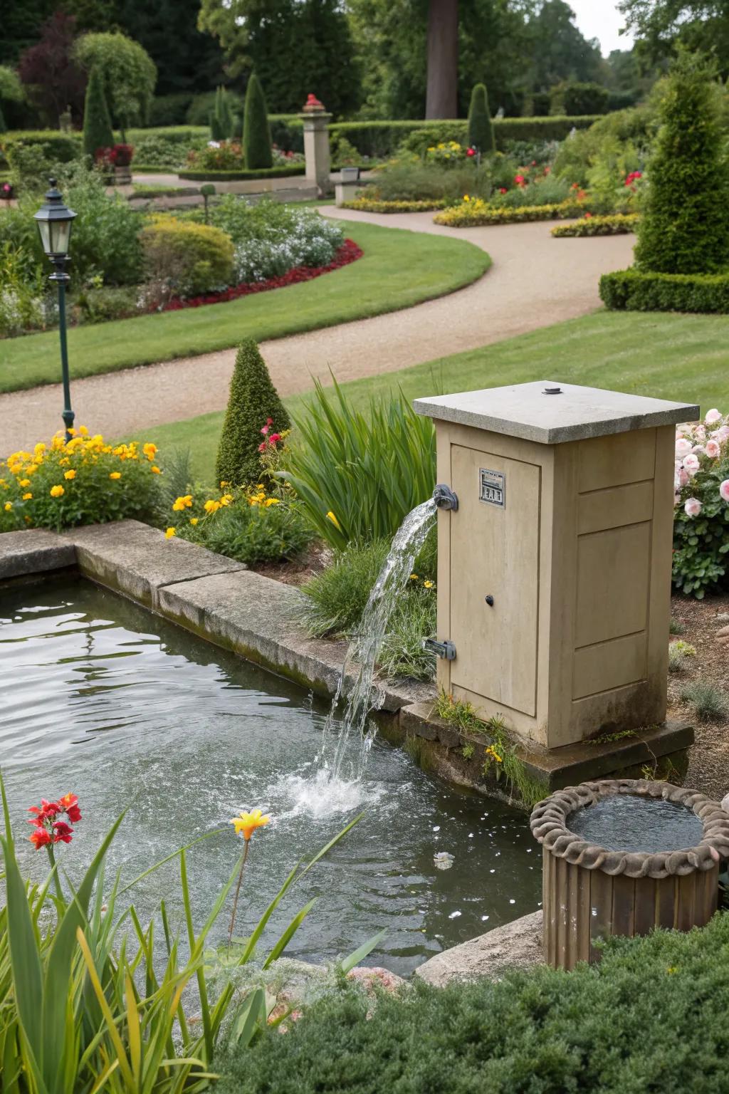 Water features can transform utility boxes into garden highlights.
