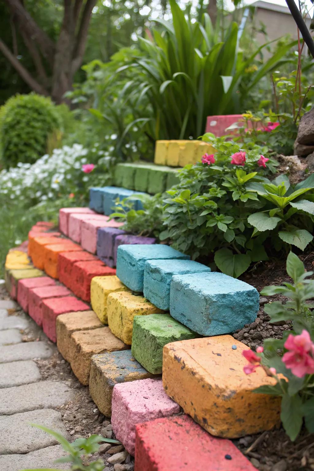Express your creativity with bricks as garden art.