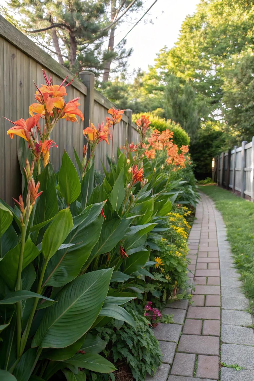 Canna lilies as a natural privacy screen