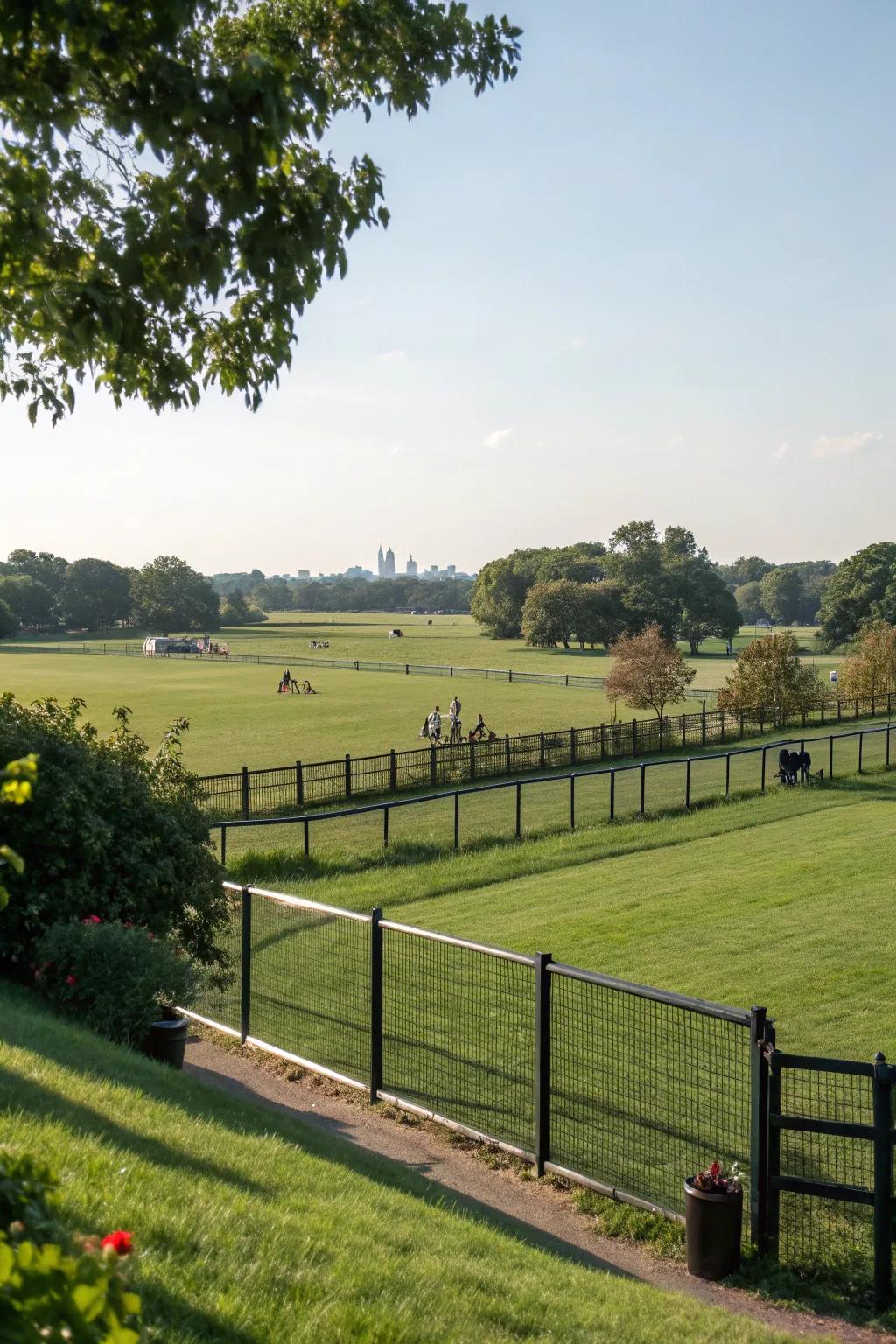 Open fences create a welcoming, park-like setting.