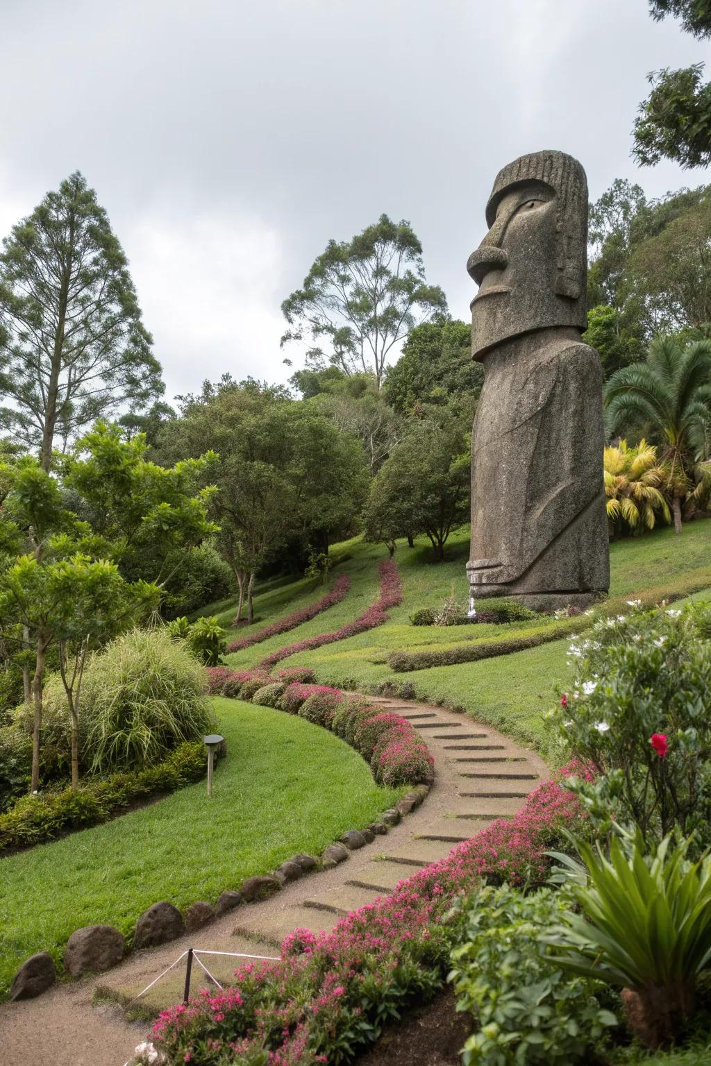 Easter Island replica statues can be a striking focal point in your garden.