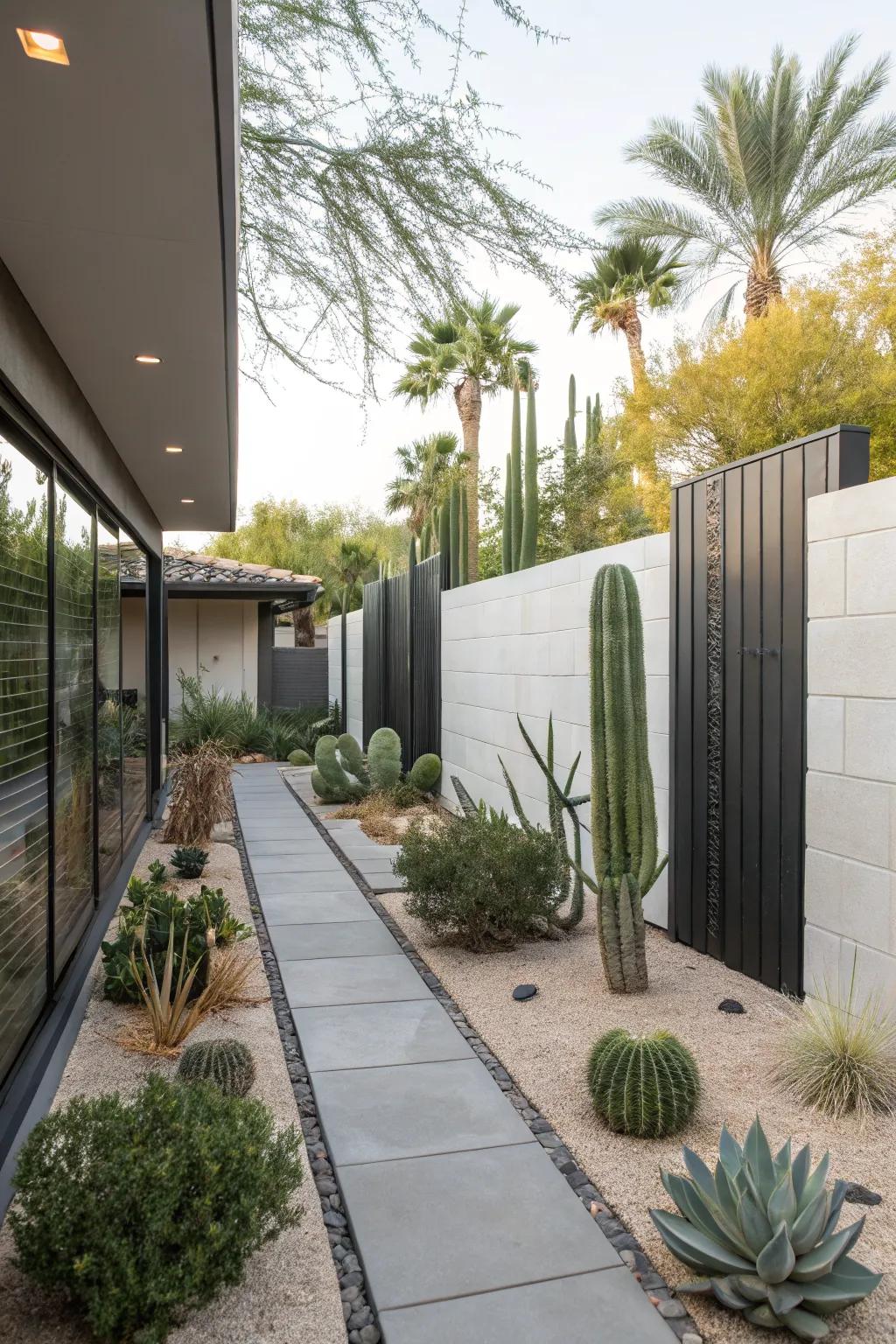 Privacy walls create a secluded and personal backyard retreat.
