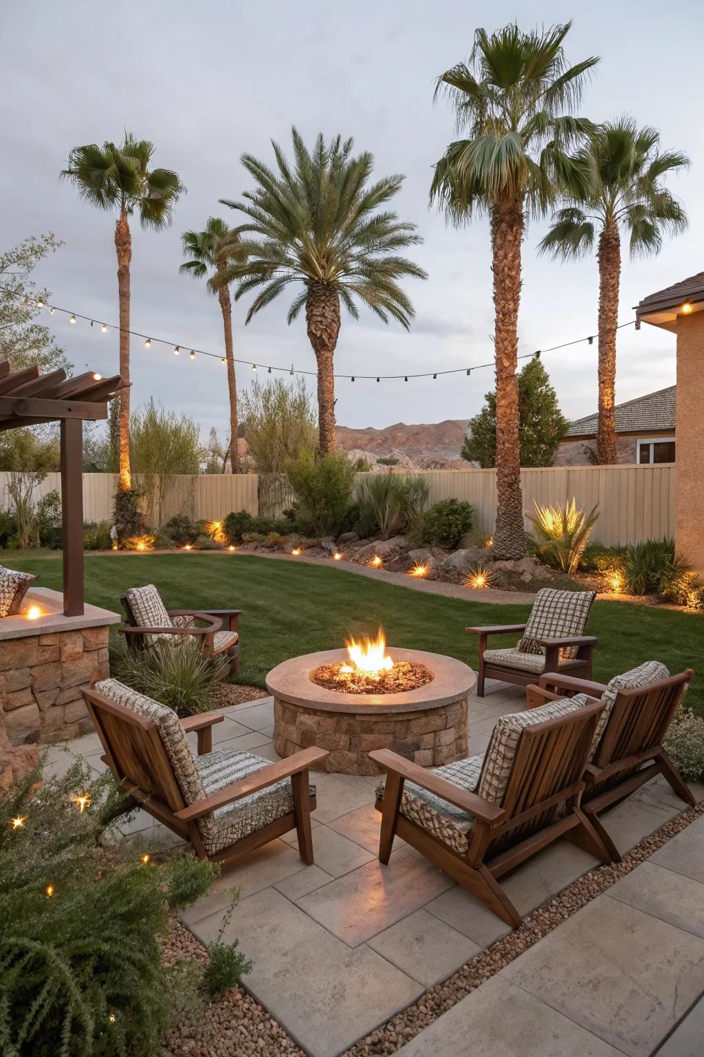 Fire pits provide warmth and a cozy atmosphere.