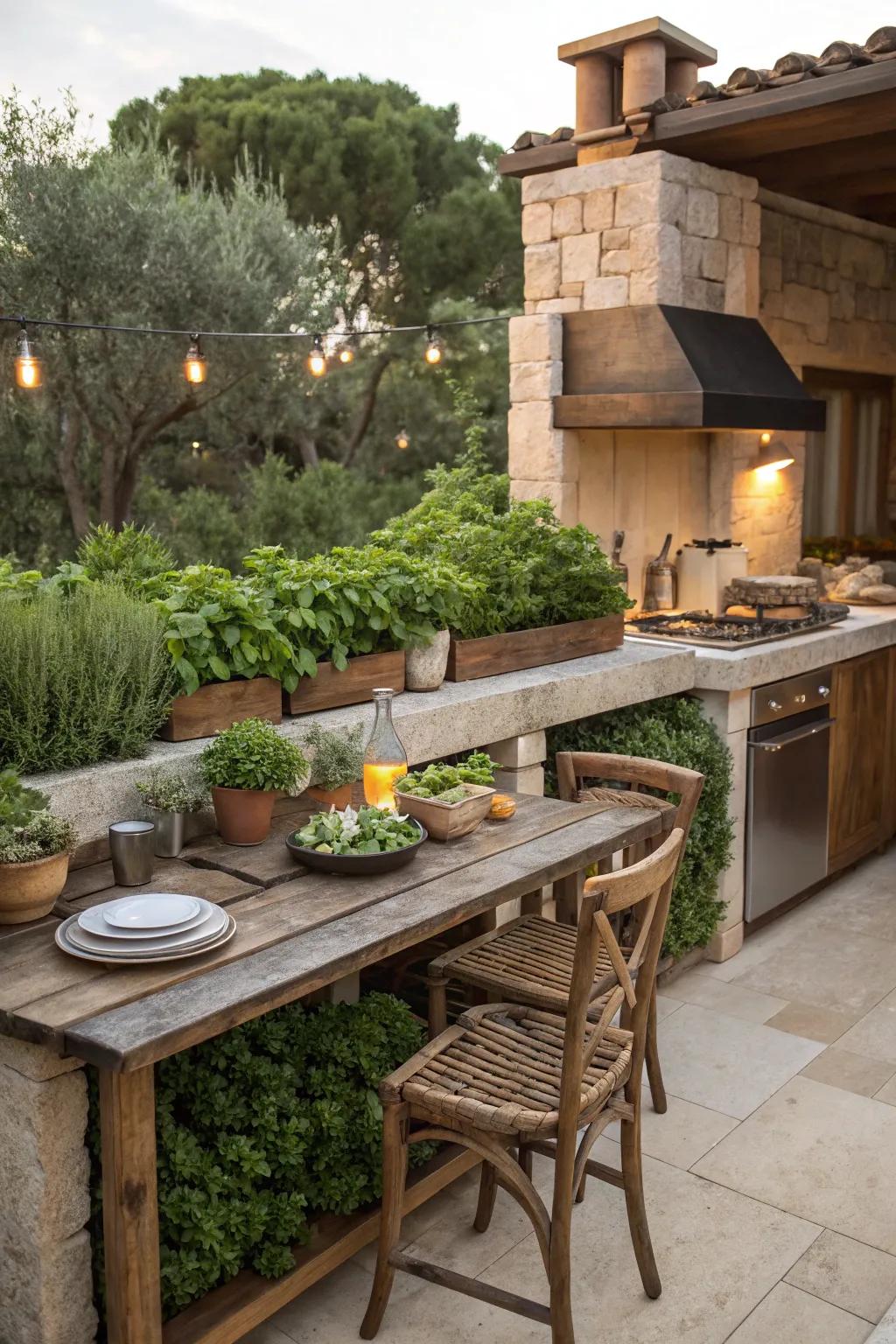 An eco-friendly herb garden in your outdoor kitchen.