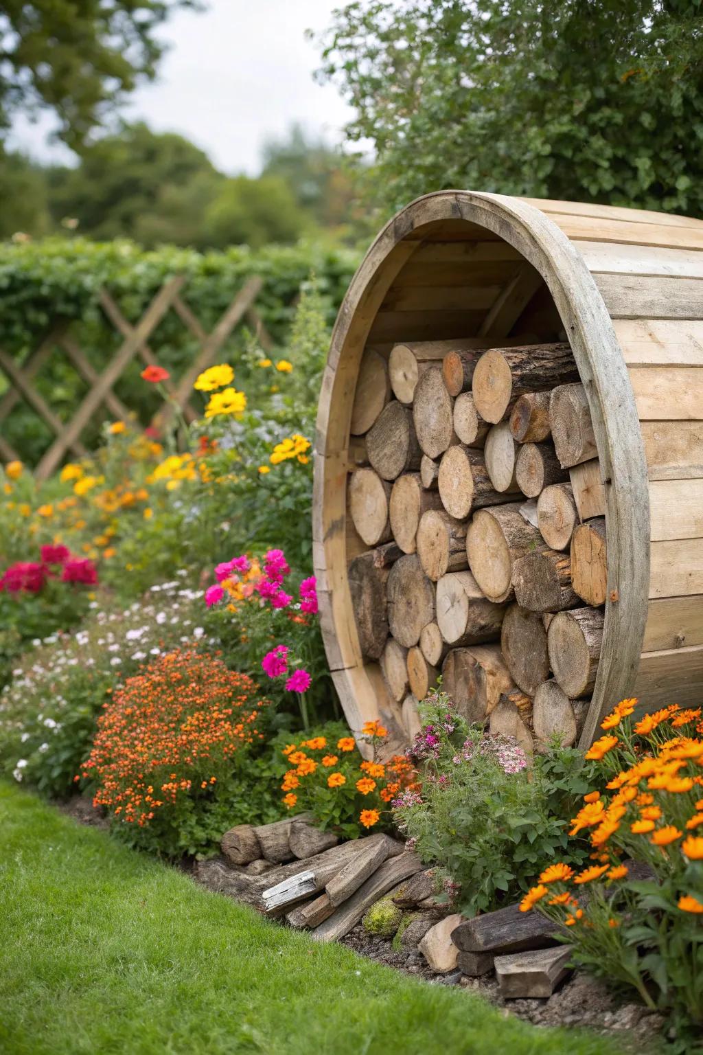Circular log stores are both practical and eye-catching.