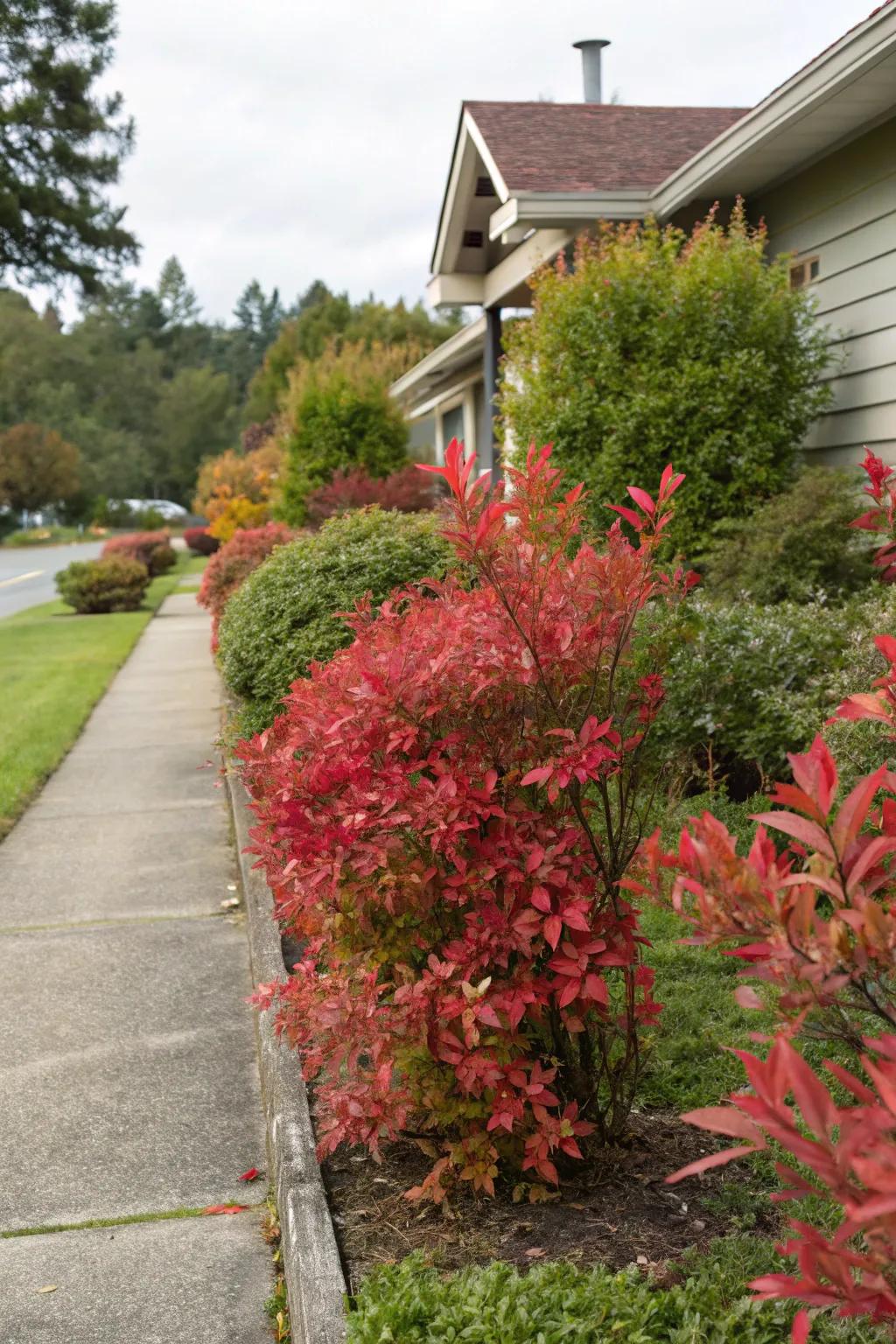 Nandina adds texture and color with little upkeep.