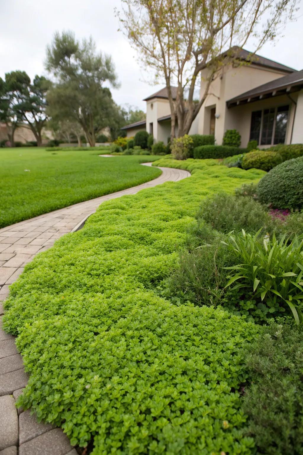 Native ground covers providing a lush alternative to traditional lawns.