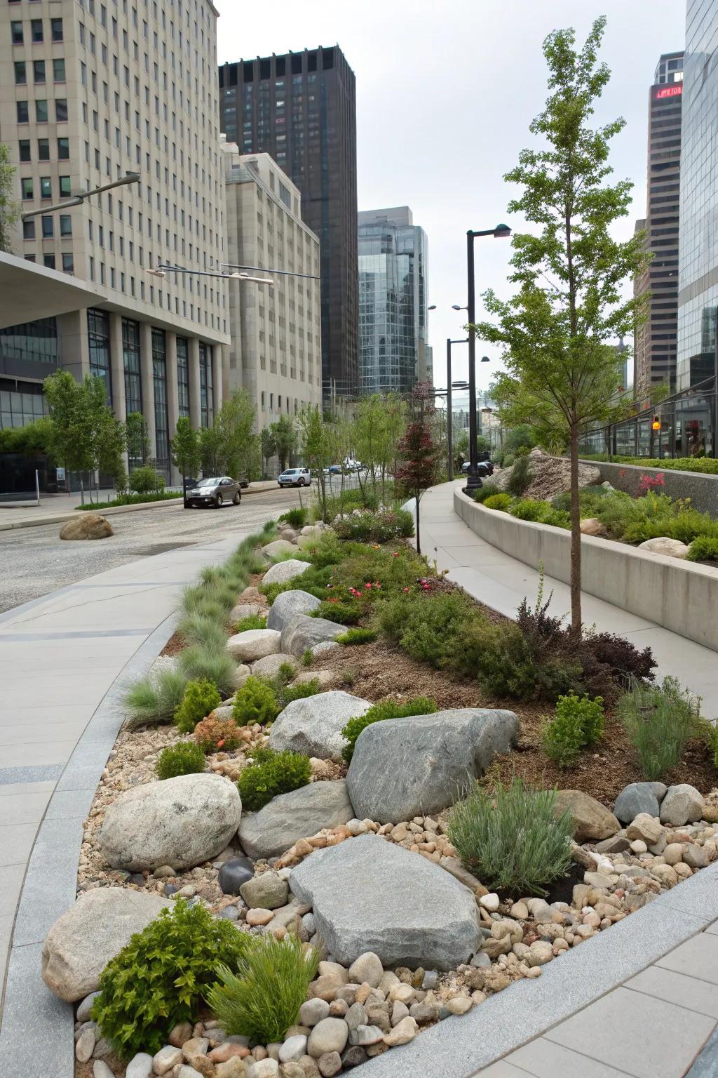 A rock garden adds a unique, low-maintenance twist to your hellstrip.
