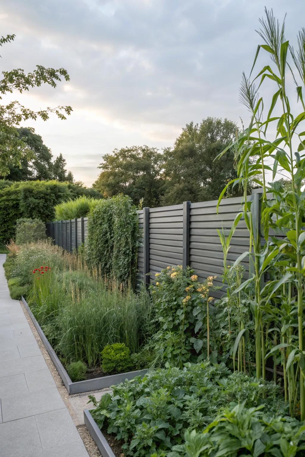 Stylish privacy screens in a modern garden.