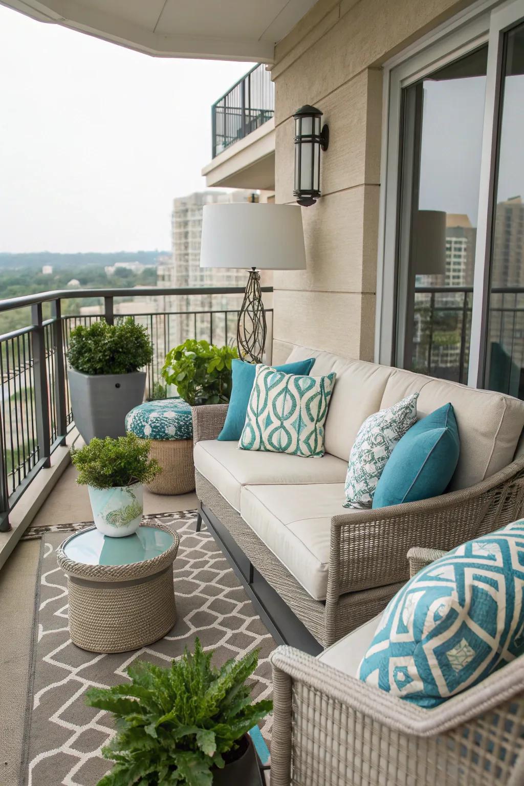 A sophisticated color palette enhances the elegance of your balcony.