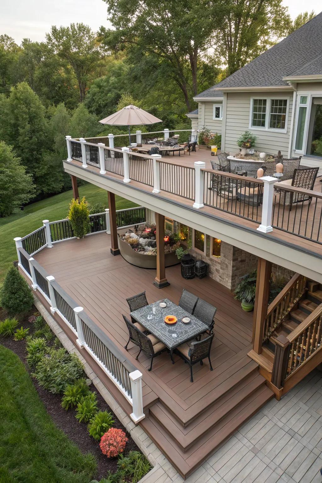 Define spaces with a multi-level deck design