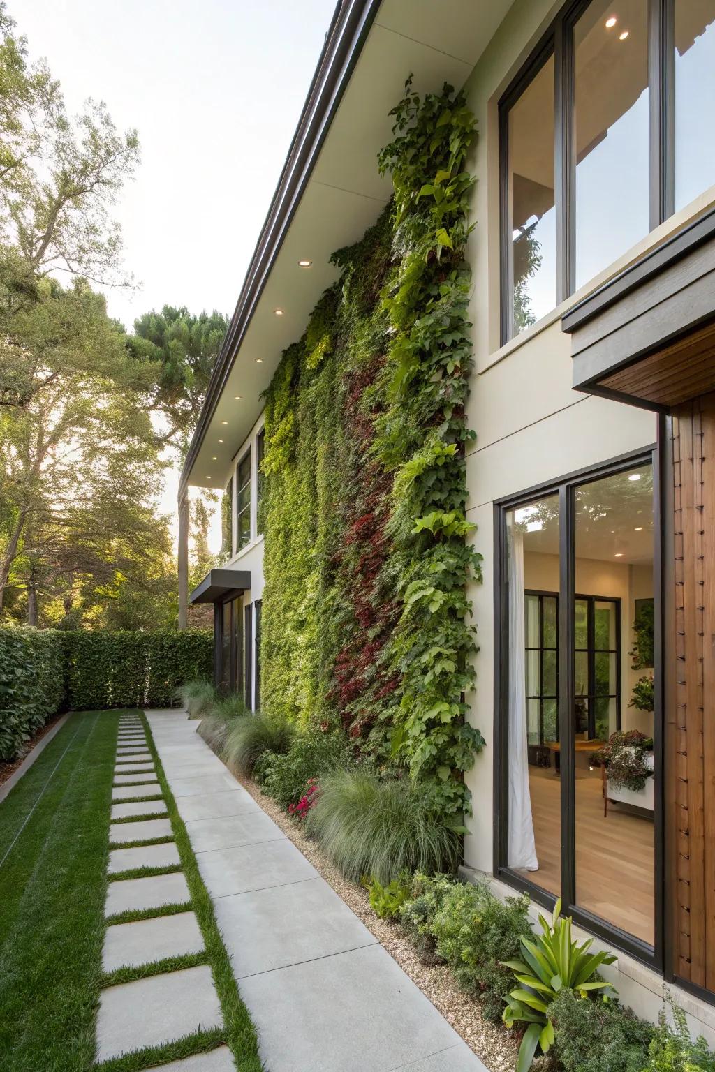 Vertical gardens that blend nature with architecture.