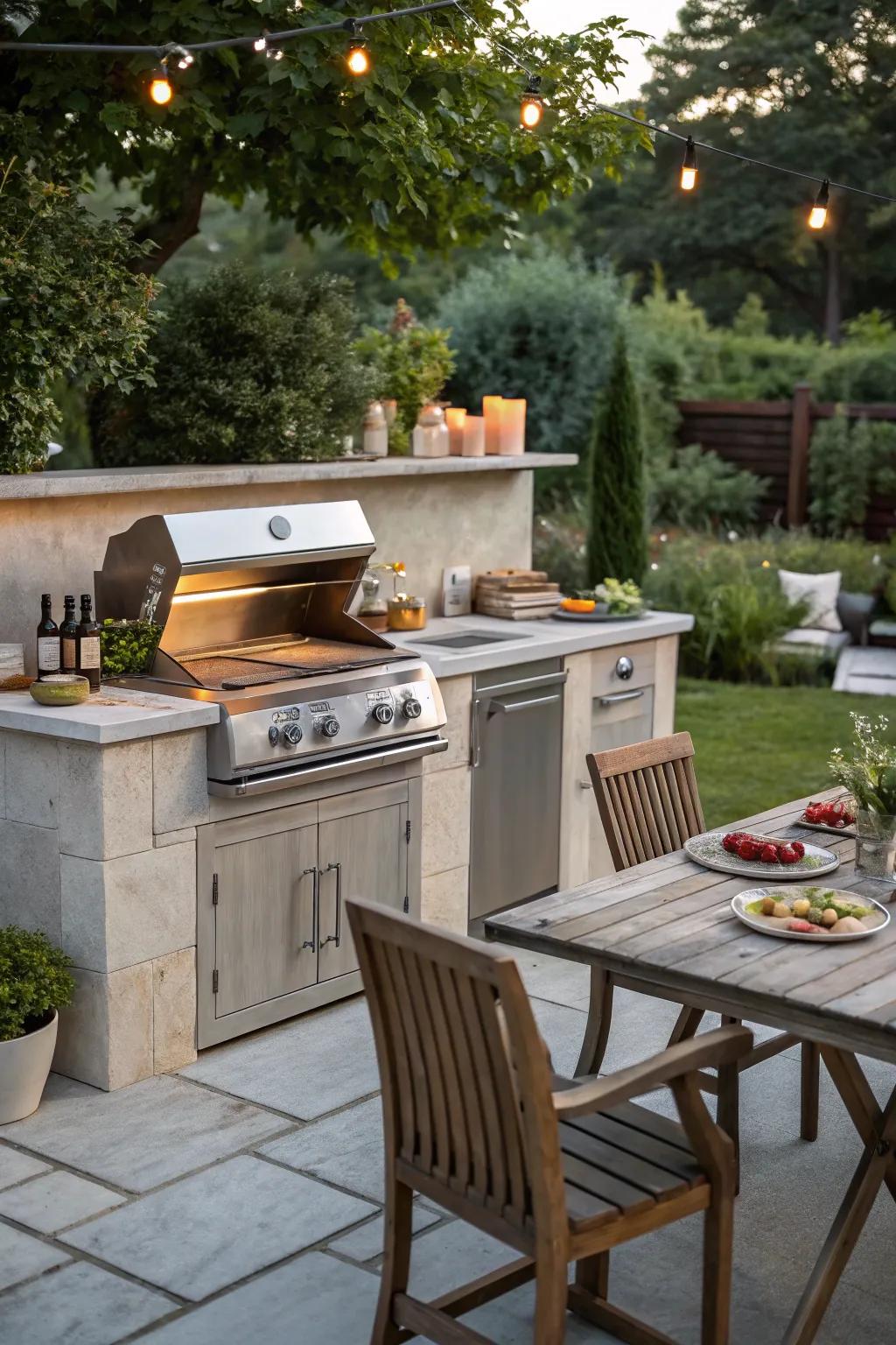 An outdoor kitchen that makes dining al fresco a breeze