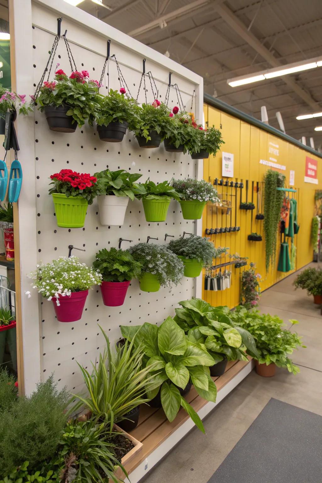 A creative garden display utilizing compact spaces.