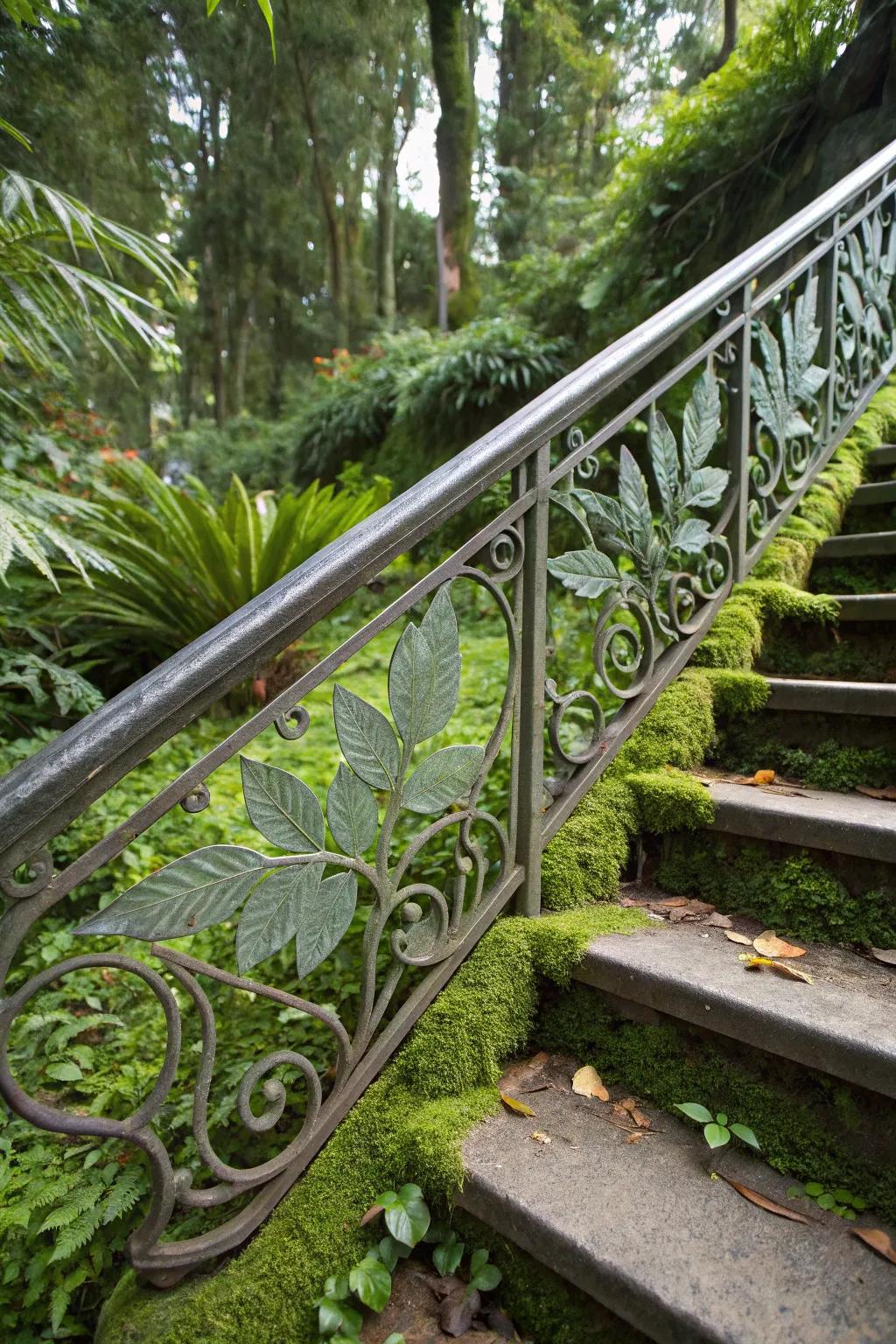 Nature-inspired handrails complement outdoor spaces beautifully.