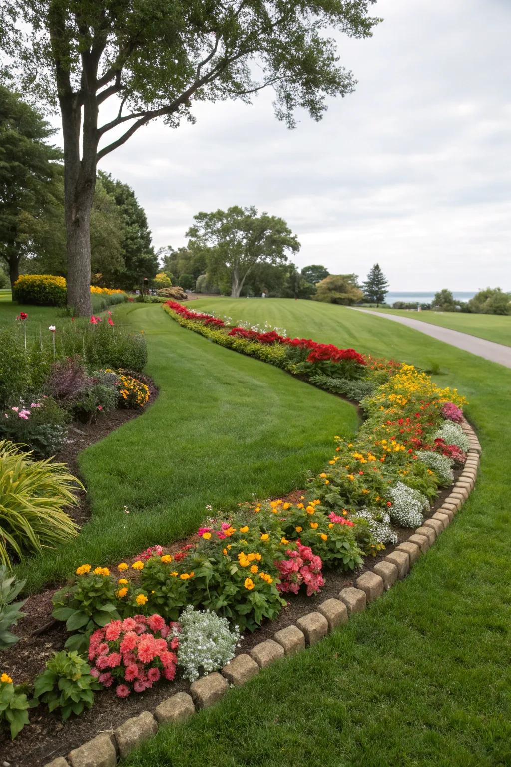 Integration with the lawn creates a unified look.